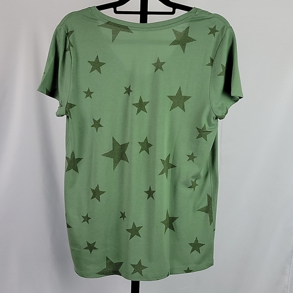 Gap Favorite V-neck T-shirt Star Print olive Green L - Picture 4 of 8